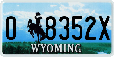 WY license plate 08352X
