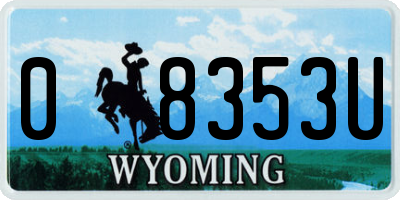 WY license plate 08353U