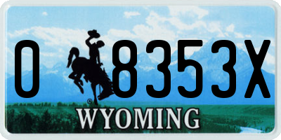 WY license plate 08353X