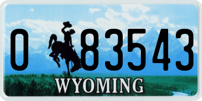 WY license plate 083543