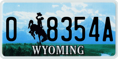 WY license plate 08354A