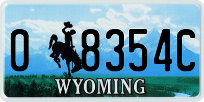 WY license plate 08354C