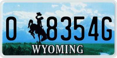 WY license plate 08354G