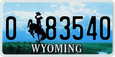 WY license plate 08354O