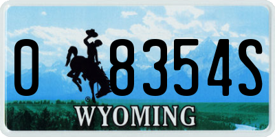WY license plate 08354S