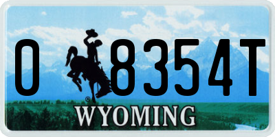WY license plate 08354T