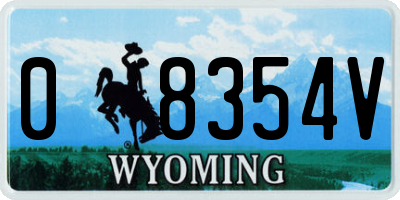 WY license plate 08354V