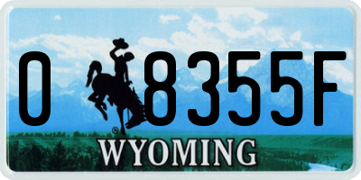 WY license plate 08355F