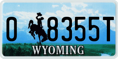 WY license plate 08355T