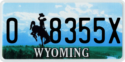 WY license plate 08355X