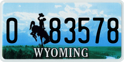 WY license plate 083578