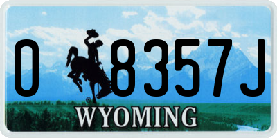 WY license plate 08357J