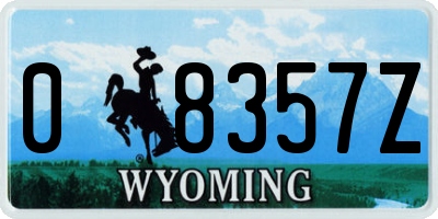 WY license plate 08357Z