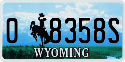 WY license plate 08358S