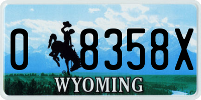WY license plate 08358X
