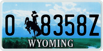 WY license plate 08358Z