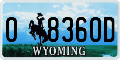 WY license plate 08360D