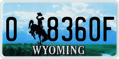 WY license plate 08360F