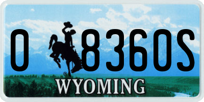 WY license plate 08360S