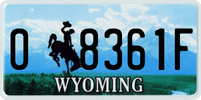 WY license plate 08361F