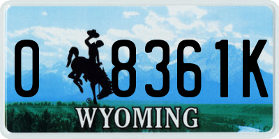 WY license plate 08361K