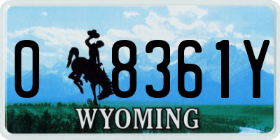 WY license plate 08361Y