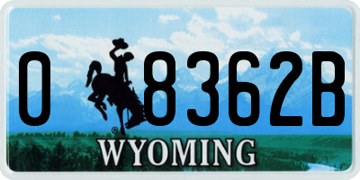 WY license plate 08362B