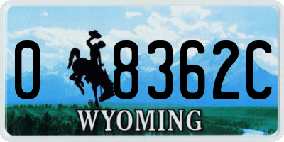 WY license plate 08362C