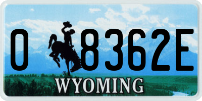 WY license plate 08362E