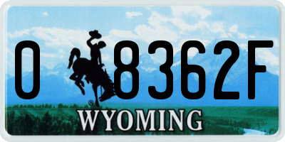 WY license plate 08362F