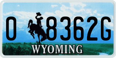 WY license plate 08362G