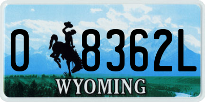 WY license plate 08362L