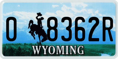 WY license plate 08362R