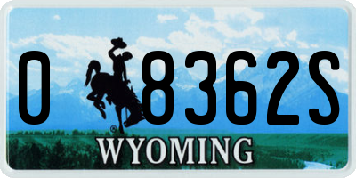 WY license plate 08362S