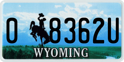 WY license plate 08362U