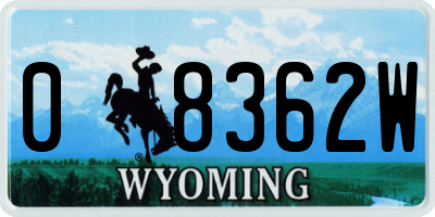 WY license plate 08362W