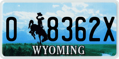 WY license plate 08362X