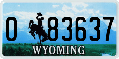 WY license plate 083637