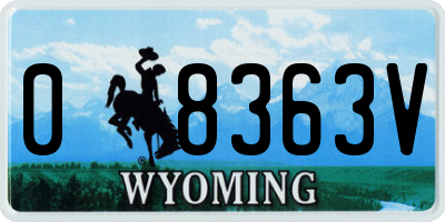 WY license plate 08363V