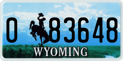 WY license plate 083648