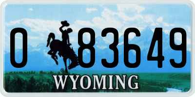 WY license plate 083649