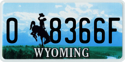 WY license plate 08366F