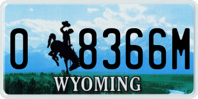 WY license plate 08366M