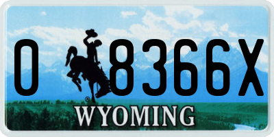 WY license plate 08366X