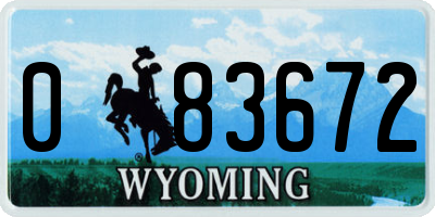 WY license plate 083672