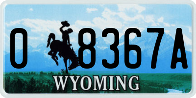 WY license plate 08367A
