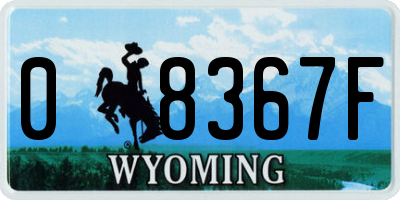 WY license plate 08367F