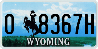 WY license plate 08367H
