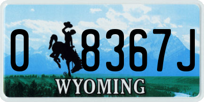 WY license plate 08367J