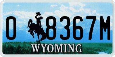 WY license plate 08367M